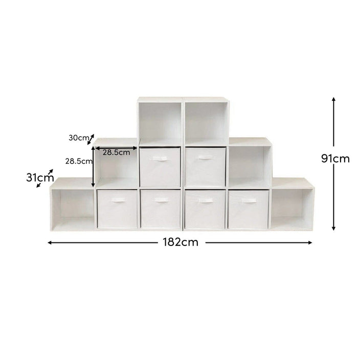 Cara 12 Cube Bookcase Ladder Storage Unit - Chalk White - Two 6 Cube Units - Laura James