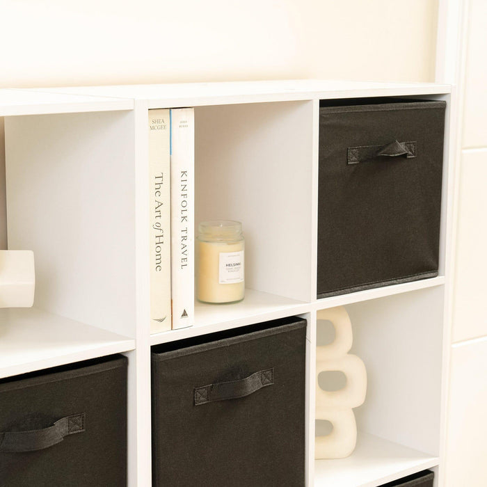 16 Cube Storage Unit - White - Two 8x2 Units (Black Basket) - Laura James