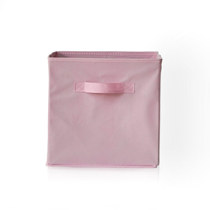 Cara 16 Cube Storage Unit - Chalk White - Two 8x2 Units - Pink Basket