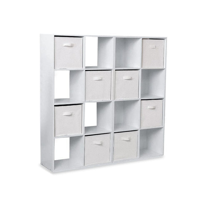 16 Cube Storage Unit - White - Two 8x2 Units (White Basket) - Laura James