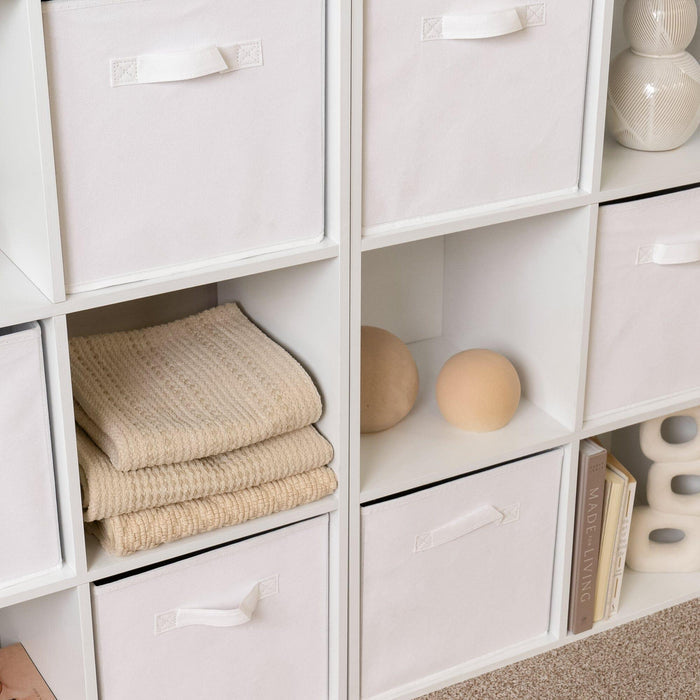 16 Cube Storage Unit - White - Two 8x2 Units (White Basket) - Laura James