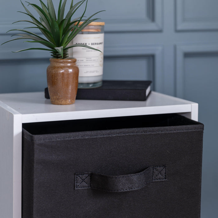 3 Tier White Cube Storage Unit (Black Baskets) - Laura James