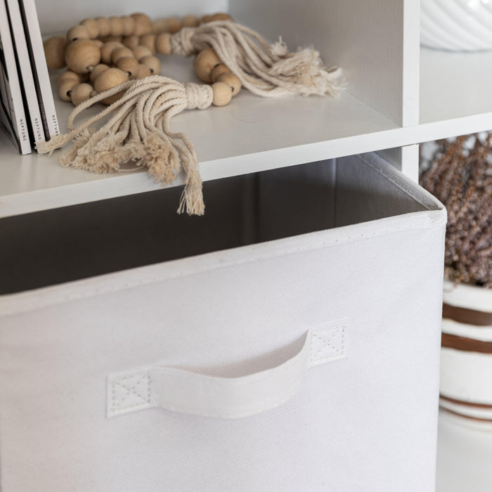 6 Cube bookcase ladder storage unit - white with white boxes - Laura James