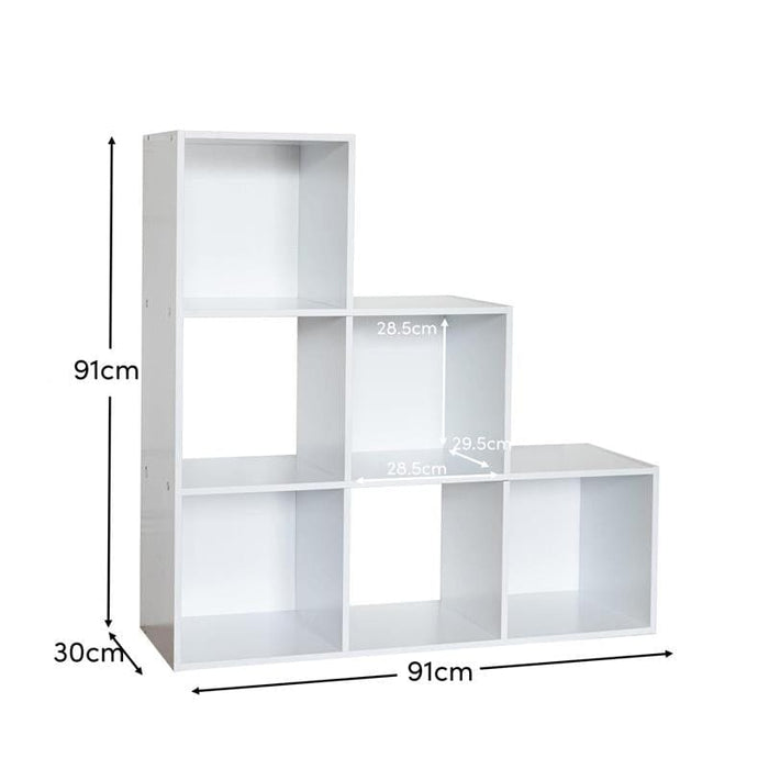 Cara 6 Cube Bookcase Ladder Storage Unit - Chalk White - Laura James