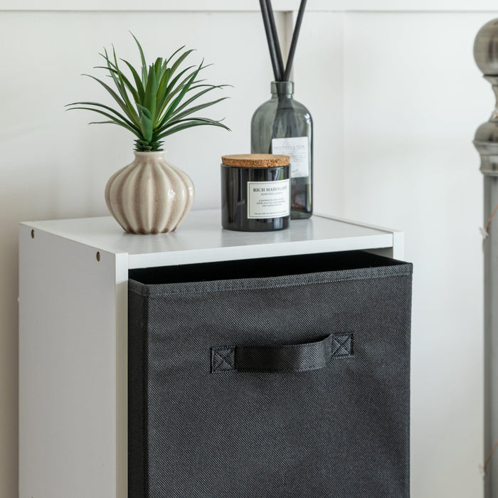 Cara fabric cube storage box - large - black - Laura James