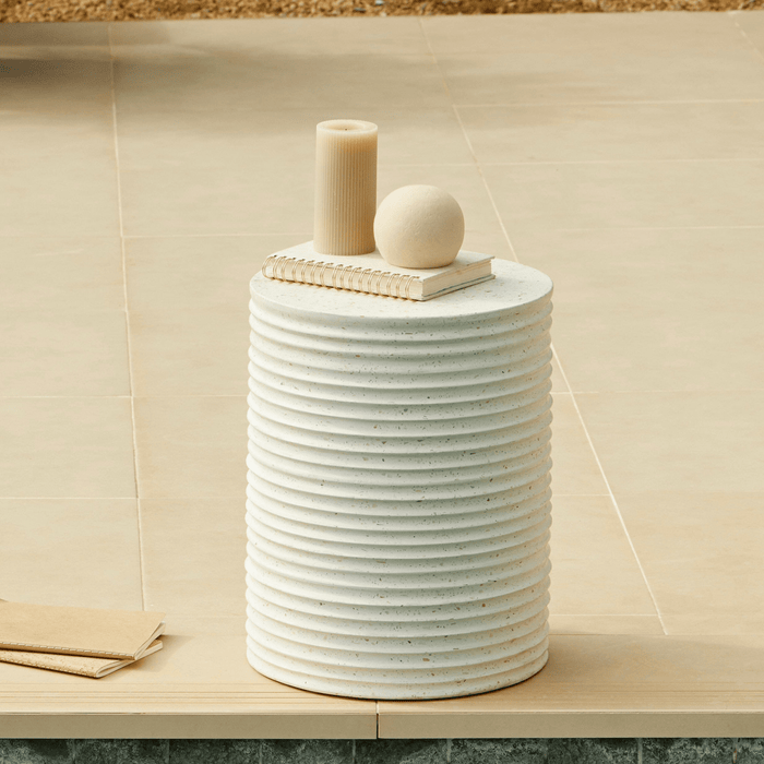 Carlotta Round Concrete Garden Side Table - Pearl Terrazzo
- Laura James