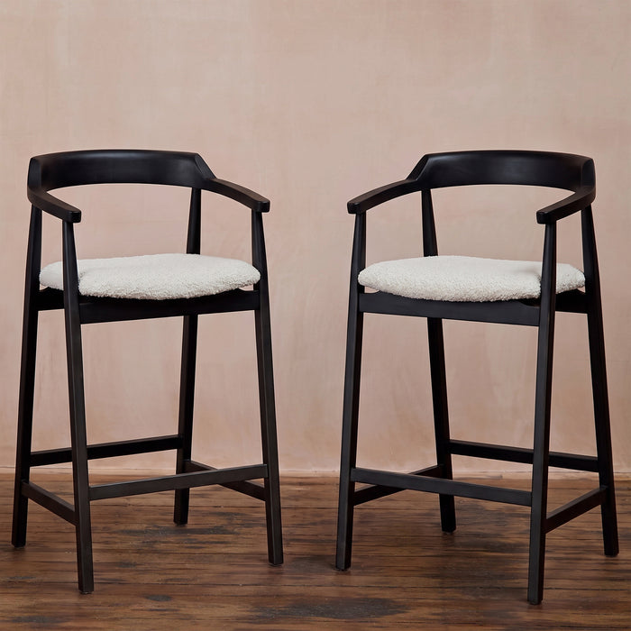 Carter Boucle Bar Stool - Black Oak Legs - Laura James
