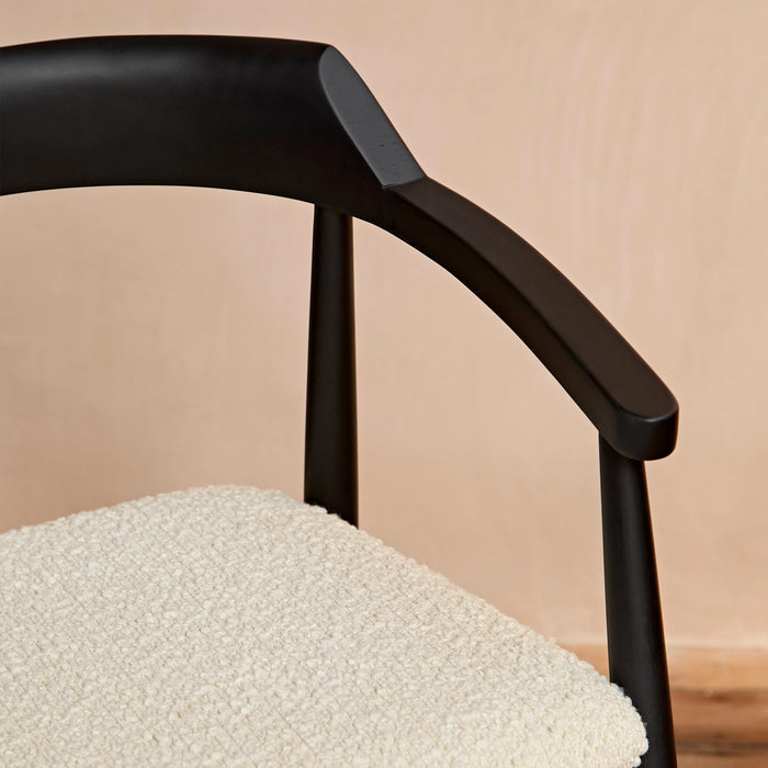Carter Boucle Bar Stool - Black Oak Legs - Laura James