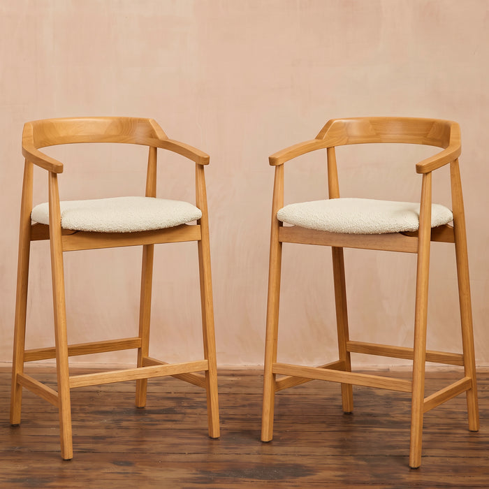 Carter Boucle Bar Stool - Pale Oak Legs - Laura James