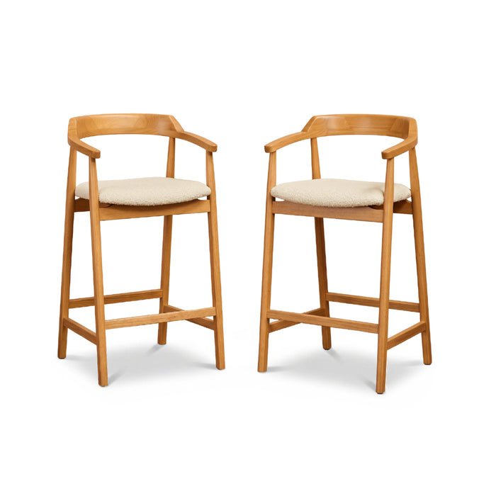 Carter Boucle Bar Stool - Pale Oak Legs