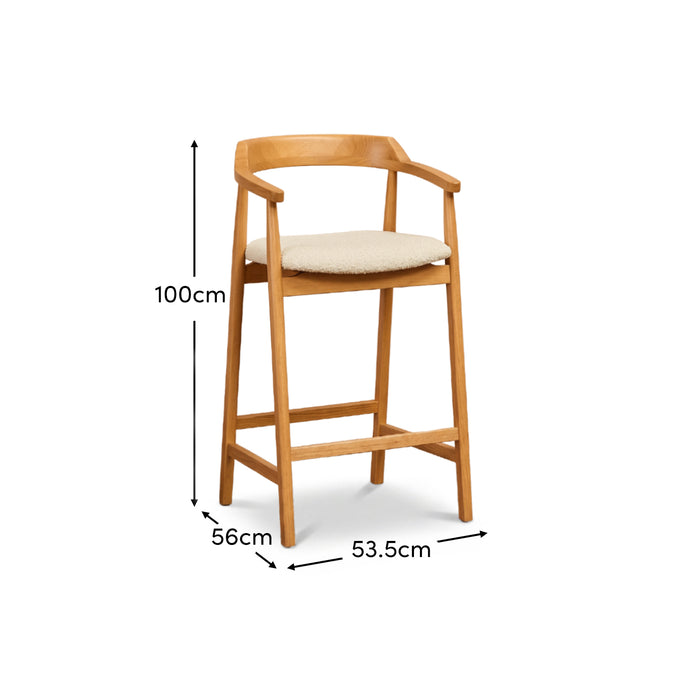 Carter Boucle Bar Stool - Pale Oak Legs - Laura James