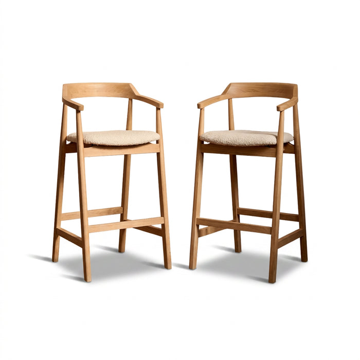 Carter Boucle Bar Stool - Whitewash Oak Legs - Laura James