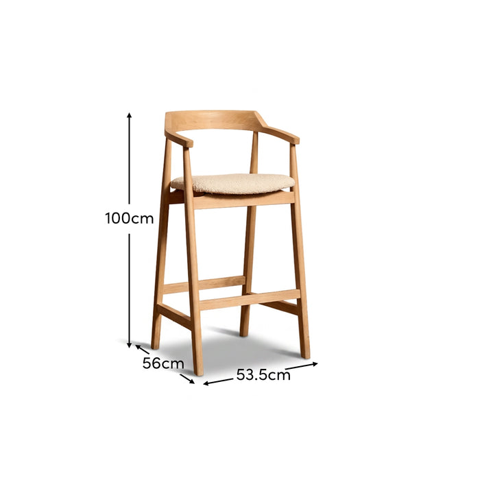 Carter Boucle Bar Stool - Whitewash Oak Legs - Laura James