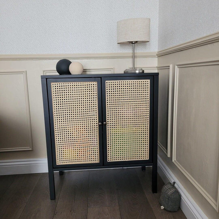 Charlie small sideboard - cane front - black - Laura James