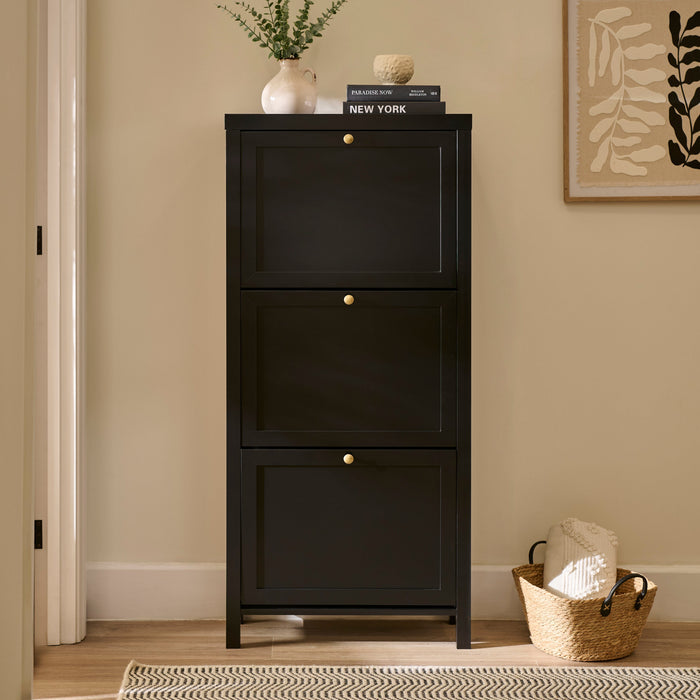 Charlie 3 Door Shoe Cabinet - Noir Black- Laura James
