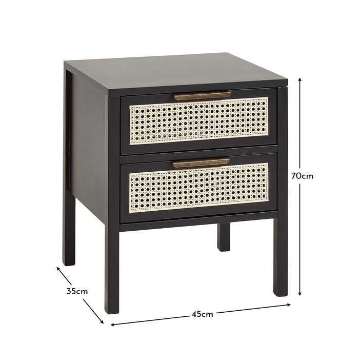 Charlie bedside table - 2 drawer - black