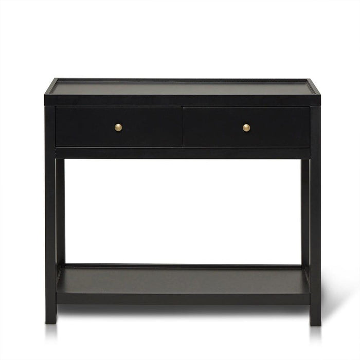 Charlie Two Drawer Console Table in Noir Black - Laura James