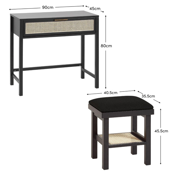 Charlie dressing table and stool - black - Laura James