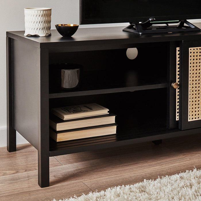 Charlie TV unit - cane front - black - Laura James