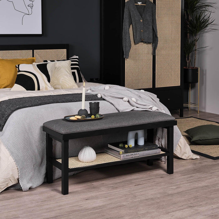 Charlie hallway bench - cane - black - Laura James