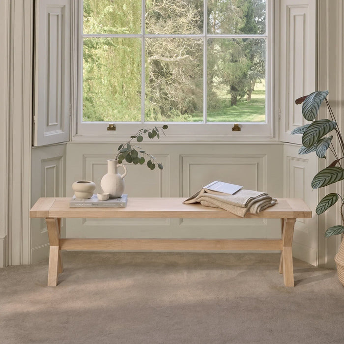 Charlotte 3 Seater Dining Bench - Whitewash Oak - Laura James