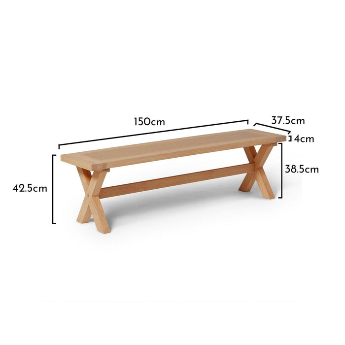 Charlotte 3 Seater Dining Bench - Whitewash Oak
