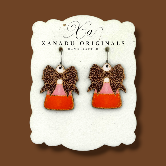 Cheetah Candy Corn Earrings