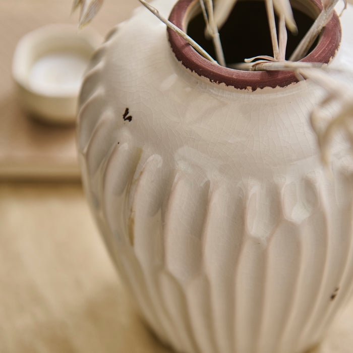 Chera 19cm Ceramic Vase - Off White - Laura James