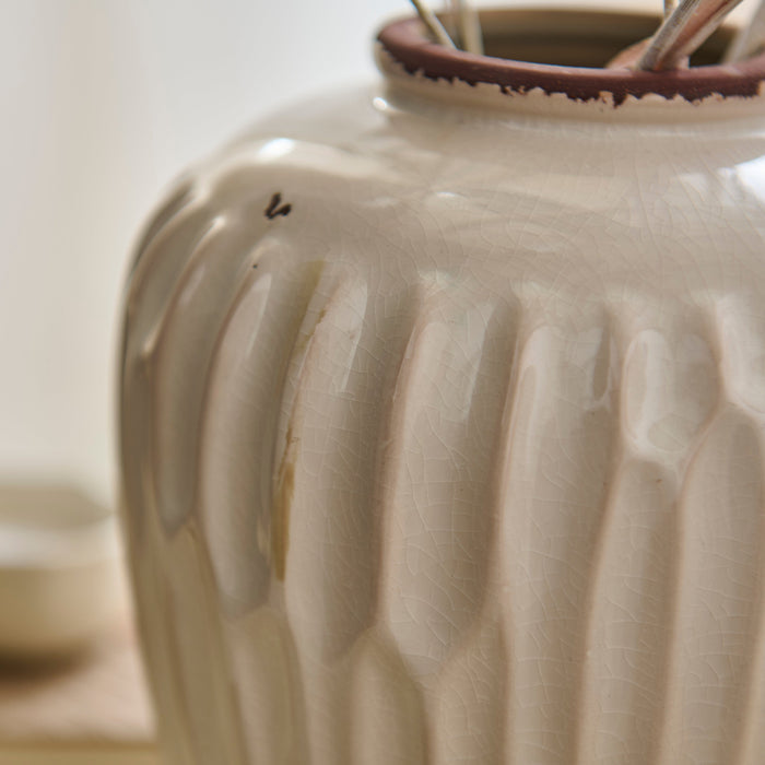 Chera 19cm Ceramic Vase - Off White - Laura James