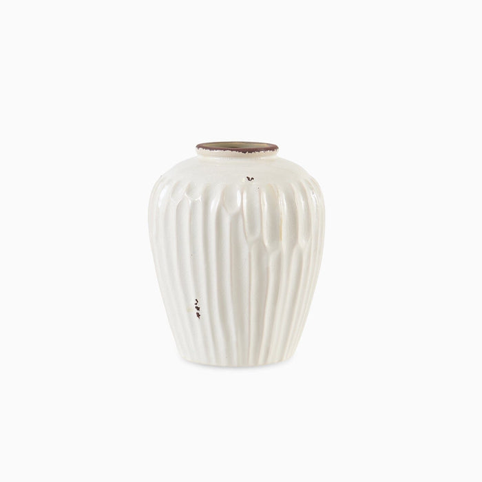 Chera 19cm Ceramic Vase - Off White - Laura James