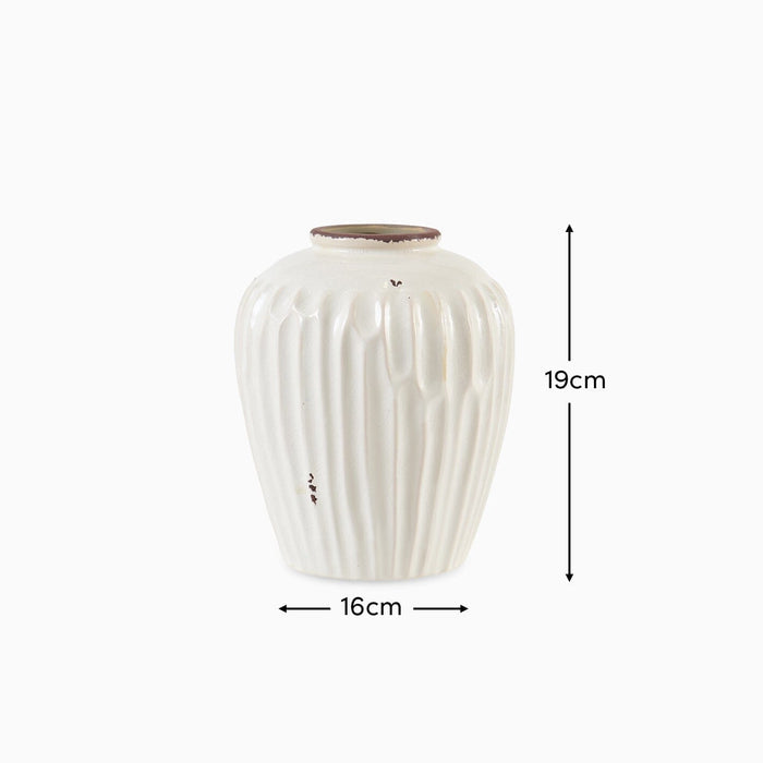 Chera 19cm Ceramic Vase - Off White - Laura James