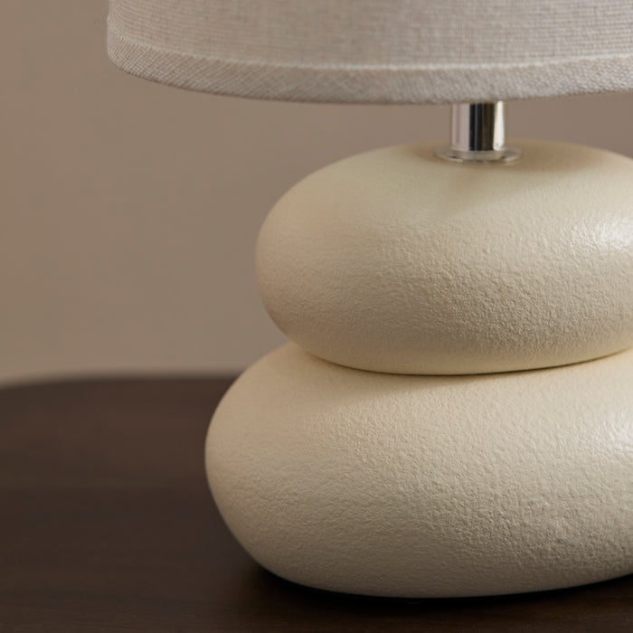 Chesil 29cm Table Lamp - Off White with Alabaster White Linen Shade - Laura James