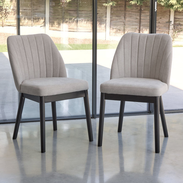 Chloe Dining Chair - Set of 2 - Soft Beige with Black Oak Legs - Laura James