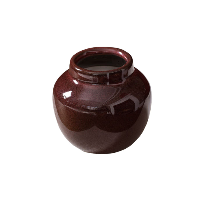 Clovelley 9cm Ceramic Sea Salt and Bergamot Candle - Burgundy - Laura James