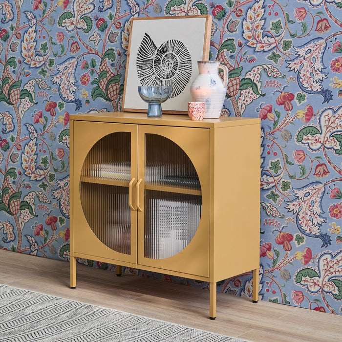 Conan Metal 2 Door Sideboard - Mustard Yellow - Laura James