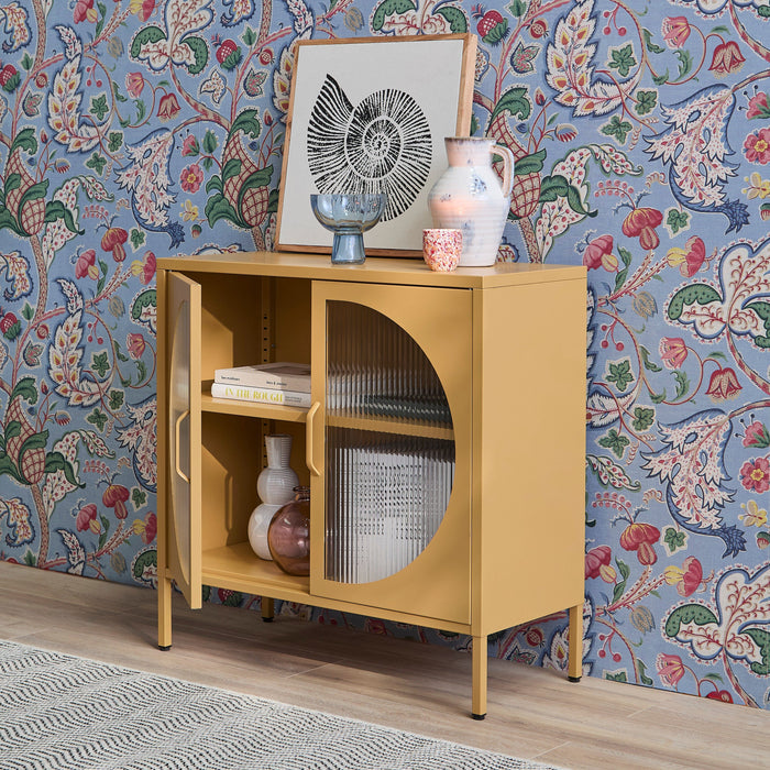 Conan Metal 2 Door Sideboard - Mustard Yellow - Laura James