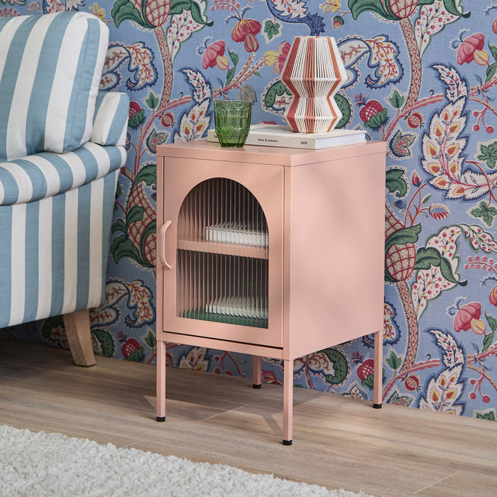 Conan Metal Bedside Table - Blush Pink - Laura James