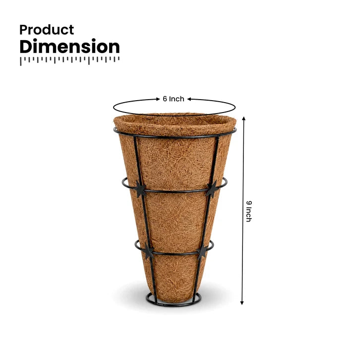 Urban Plant CONE Coir Wall Planter – Set of 3 | Natural Coir Liner with Decorative Metal Wall Basket