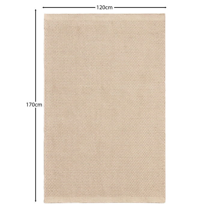 Cotham Clay & Natural Striped Wool with Cotton Rug - 120 x 170cm