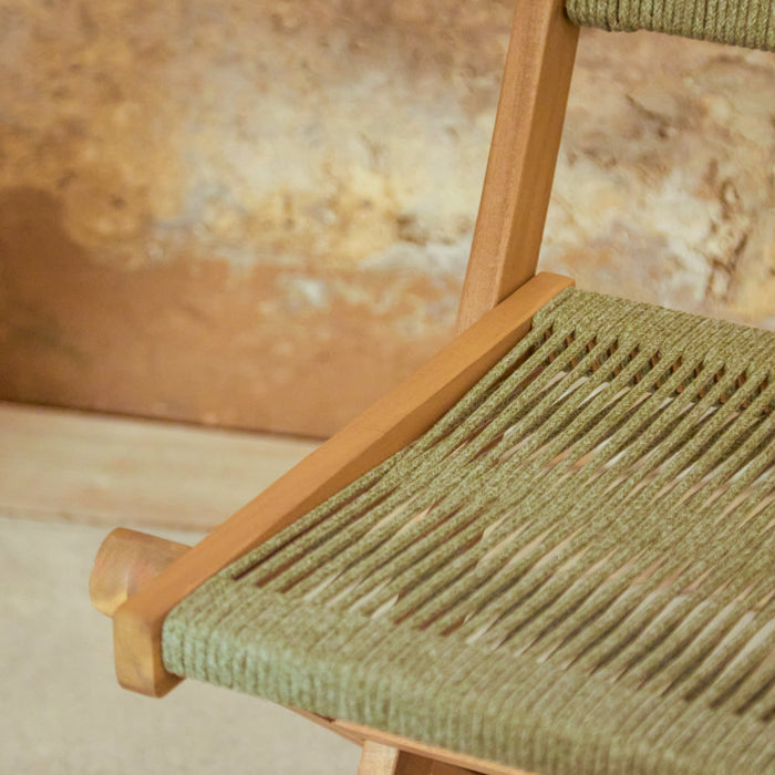 Cove White Acacia Garden Chair - Set of 2 - Mottled Green Rope