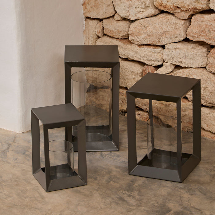 Coxley 25cm Iron Lantern - Nickel - Laura James
