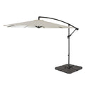 Round 2.9m Cream Lean-Over Parasol with 80kg Quartered Parasol Base - Black Plastic - Laura James