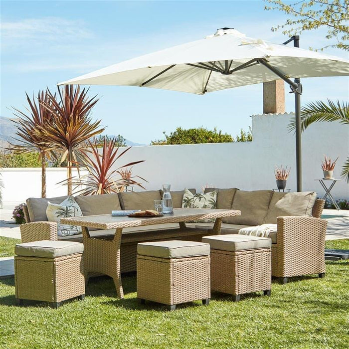 Cream Lean Over Parasol - 2.9m Round with Quartered Black Base
