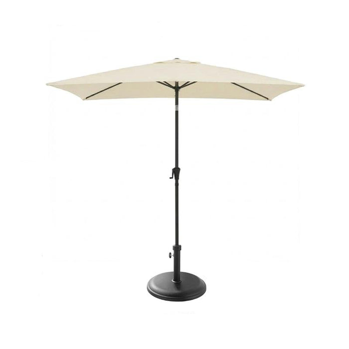 Square 2m Cream LED Parasol with 25kg Parasol Base - Black Concrete - Laura James