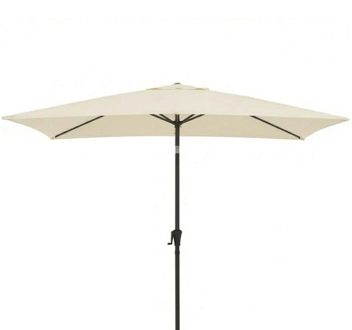 Square 2m Cream LED Parasol with 25kg Parasol Base - Black Concrete - Laura James