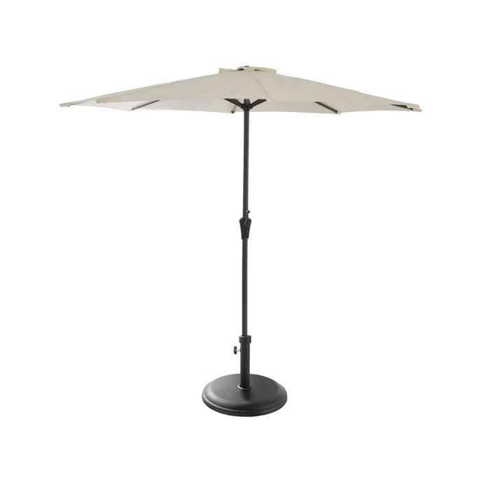 Round 2.7m Cream LED Premium Parasol with 25kg Parasol Base - Black Concrete - Laura James