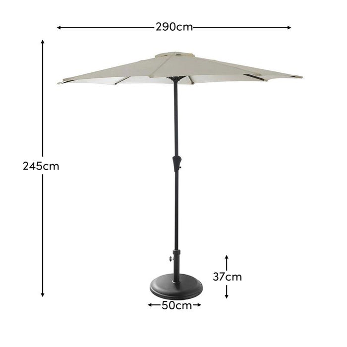 Round 3m Cream Parasol with 25kg Parasol Base - Black Concrete - Laura James