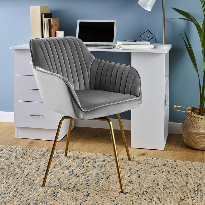 Darcy swivel chair - velvet - grey and gold - Laura James