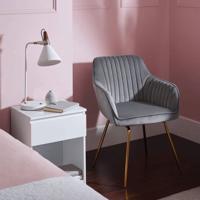Darcy Office Swivel Chair - Soft Beige with Gold legs - Laura James