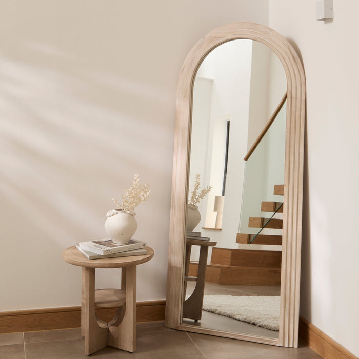 Kubu 180 x 80cm Wooden Arch Mirror - Whitewash - Laura James